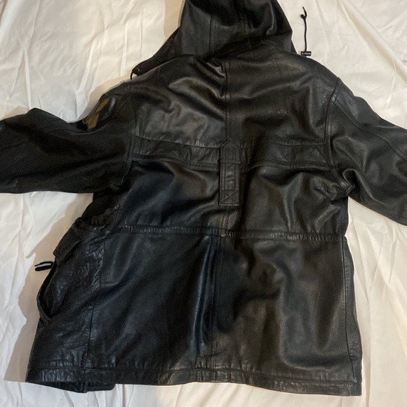 Vintage leather jacket cosa nova with hood in fair condition large - Picture 9 of 12